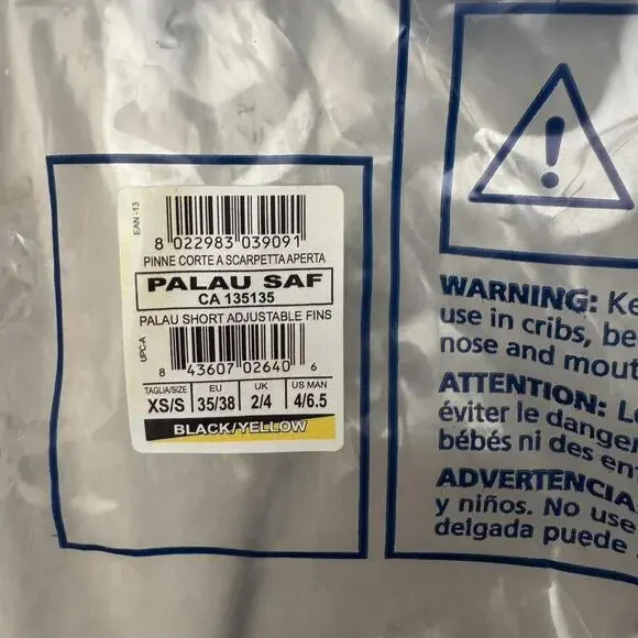 Cressi Palau Black/Yellow Snorkel Fins Size - XS/S - Picture 3 of 4